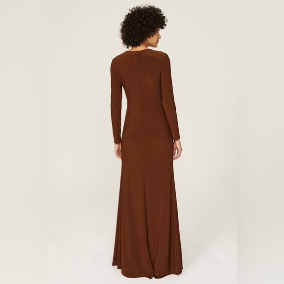 Ieena for Mac Duggal Keyhole Draped Gown brown 12 - Picture 3 of 7